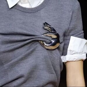 Nwot ZARA Gold OR Silver Hand Sculptural Ok Brooch